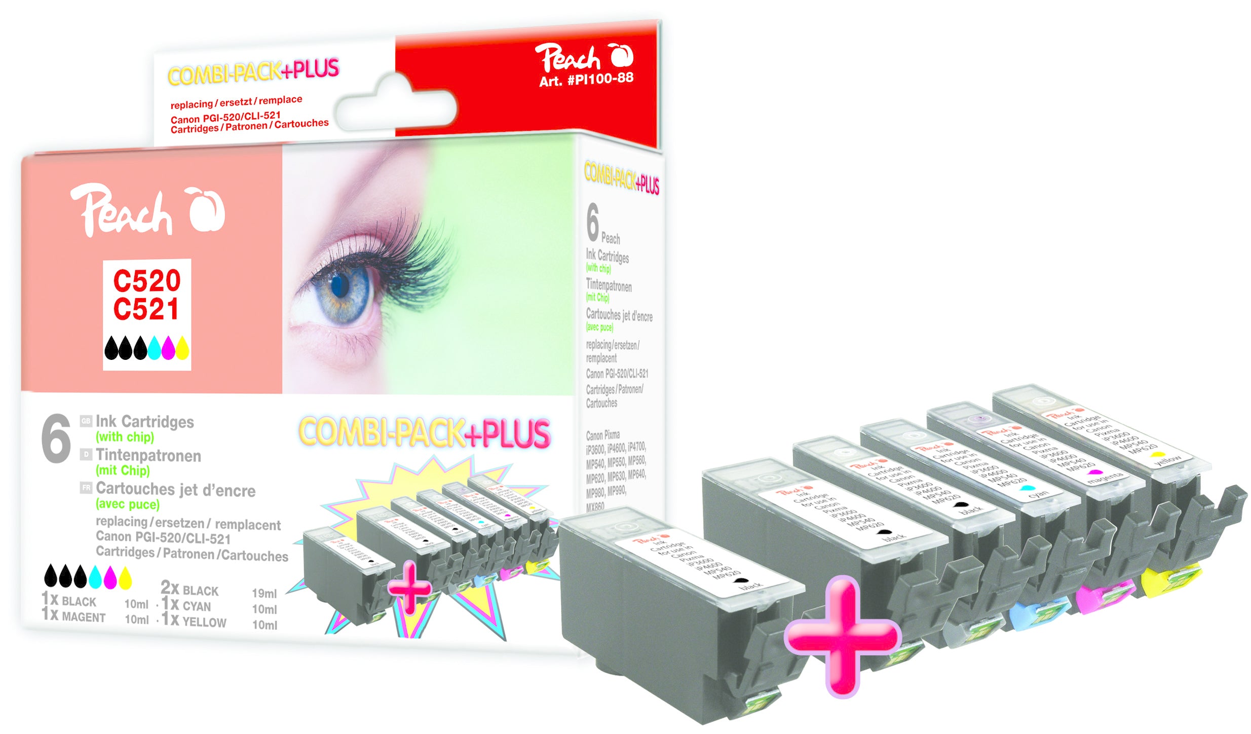 Peach C520/C521 Tintenpatronen-Multipack, 7er-Set (Kompatibel)