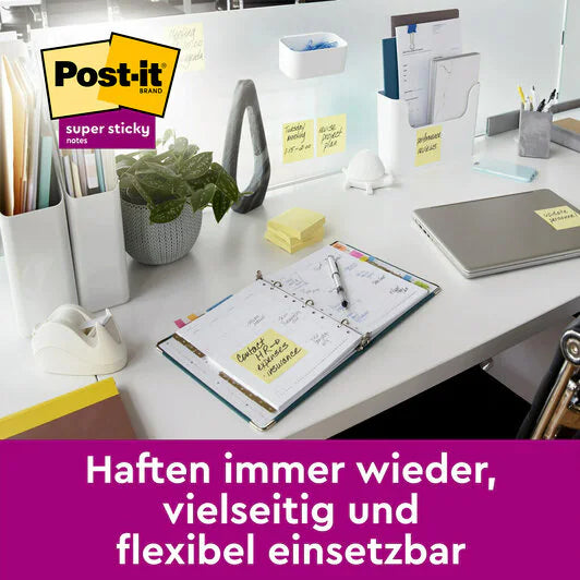 3M Post-it Super Sticky Haftnotizen – 76 × 76 mm – gelb, 90 Blatt/Block, 24er-Pack, PEFC