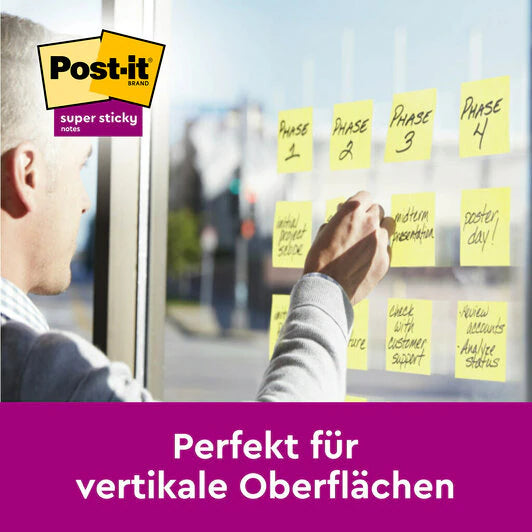 3M Post-it Super Sticky Haftnotizen – 76 × 76 mm – gelb, 90 Blatt/Block, 24er-Pack, PEFC