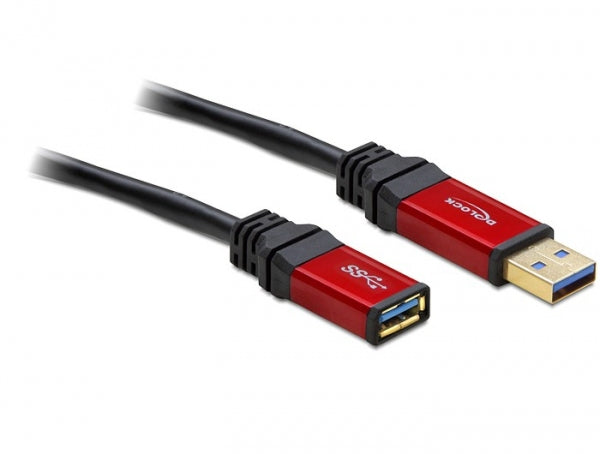 DeLOCK USB-A Verlängerungskabel (Stecker auf Buchse) – USB 3.2 Gen 1 (5 Gbit/s) – 5 m – Goldstecker