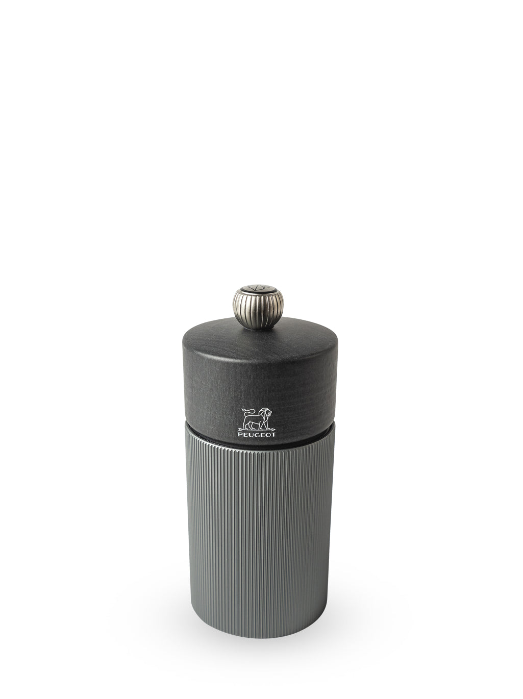 Peugeot Pfeffermühle Line – manuell, Stahlmahlwerk – Aluminium & Holz (Buche) – grau – 12 cm