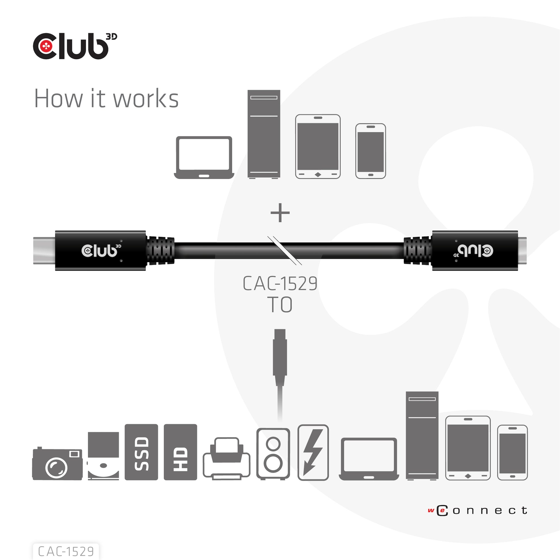 CLUB3D Club 3D – USB-C Verlängerungskabel (Stecker auf Buchse) – USB 3.2 Gen 1 (5 Gbit/s) – 1 m – Schwarz