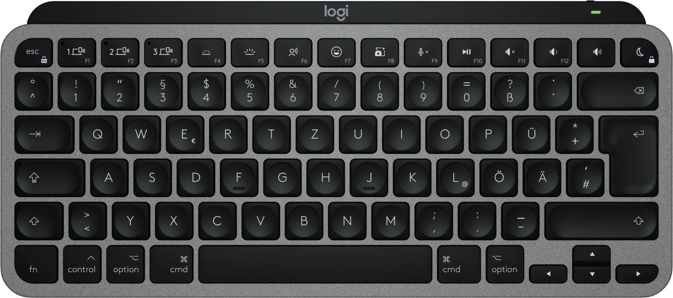 Logitech MX Keys Mini – Tastatur, kabellos, DE-Layout (DE), beleuchtet, Space Grey – für macOS