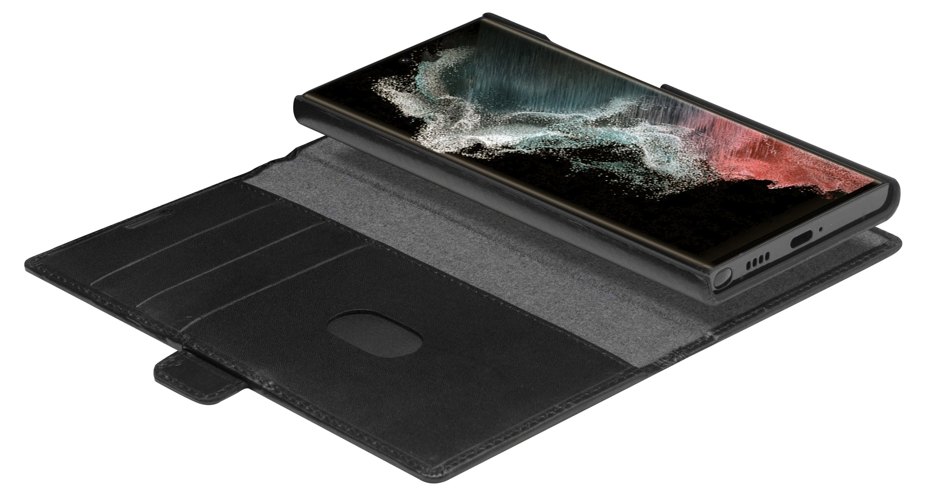 dbramante1928 Lynge – Folio – für Samsung Galaxy S22 Ultra, Schwarz, Knopfverschluss, kratzresistent