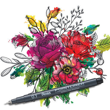 Pentel Fineliner – 14er-Set 0,1 mm – schwarz