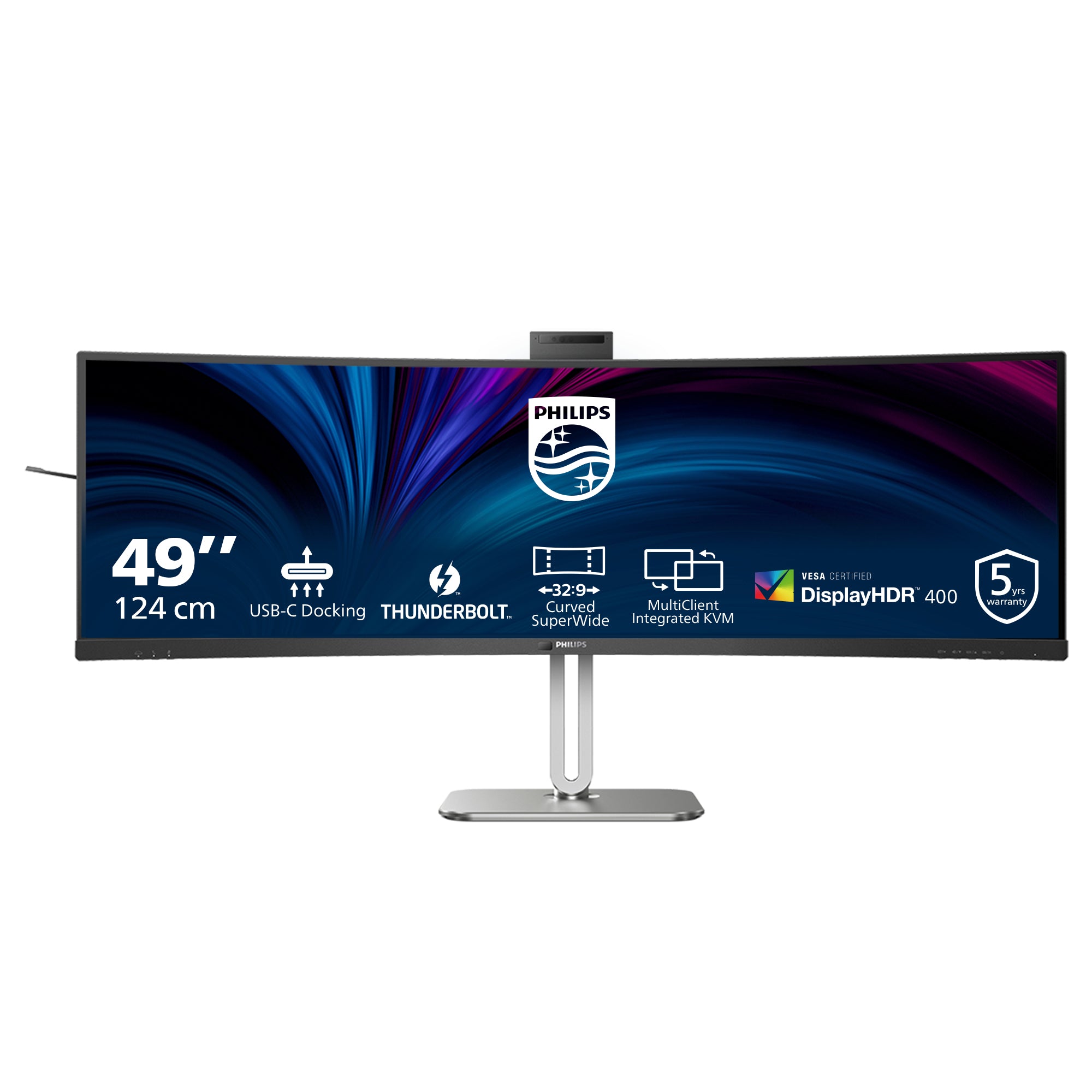 Philips 49B2U6903CH/00 – 49" Curved, 5120 × 1440 (DQHD), VA, 100 Hz, USB‑C 100 W, Thunderbolt 4, Webcam