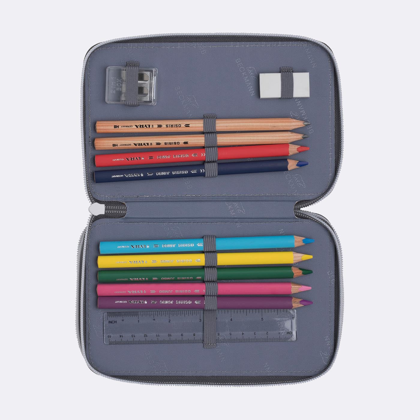 Beckmann Classic 1st Triple Etui, gefüllt – Game On – Kunststoff – 13 × 20,5 × 7 cm