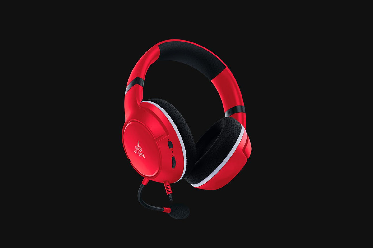 Razer Kaira X Gaming-Headset – Over-Ear, Stereo, Kabelgebunden, 3,5 mm Klinke, mit Ladestation, Rot