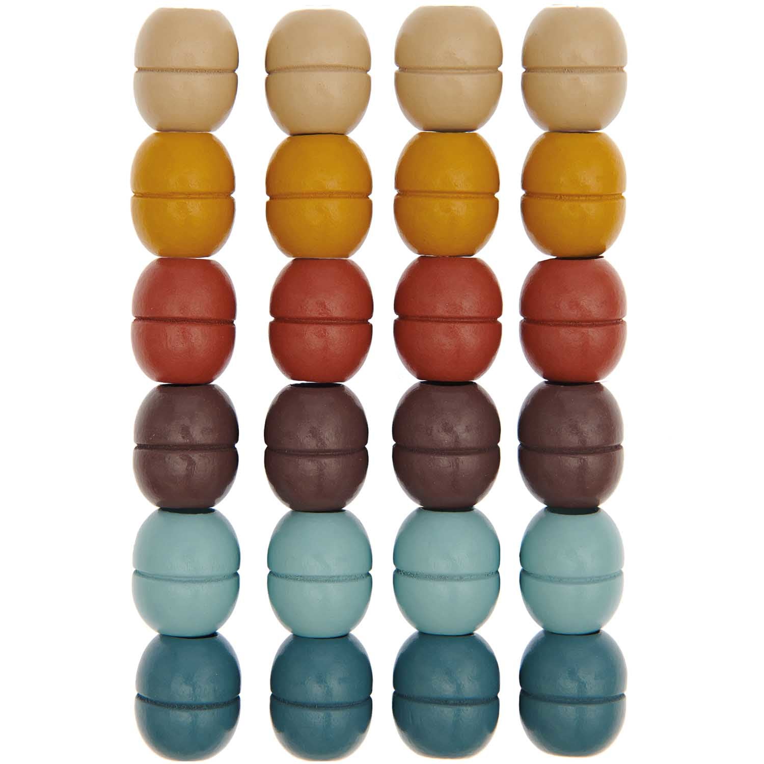 Rico Design Holzperlen – Ø 19 mm, Loch-Ø 8 mm, mehrfarbig, 24 Stk.