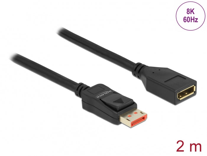 DeLOCK DisplayPort Verlängerung DP 1.4 8K 60 Hz – 2 m