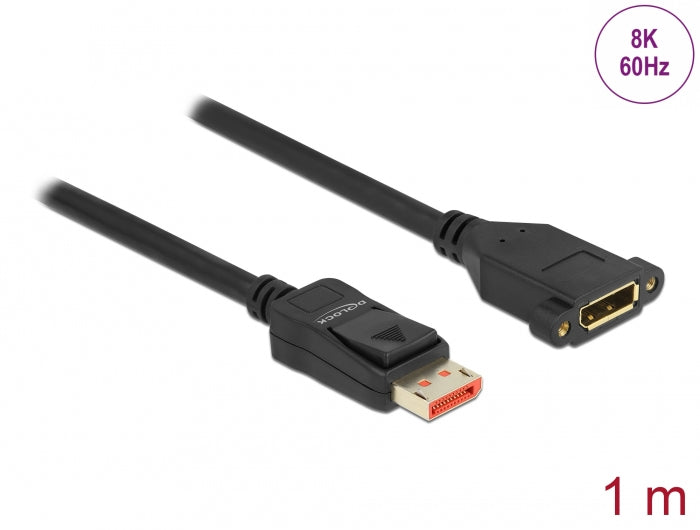 DeLOCK DisplayPort Verlängerung DP 1.4 8K 60 Hz – 1 m – verriegelbar