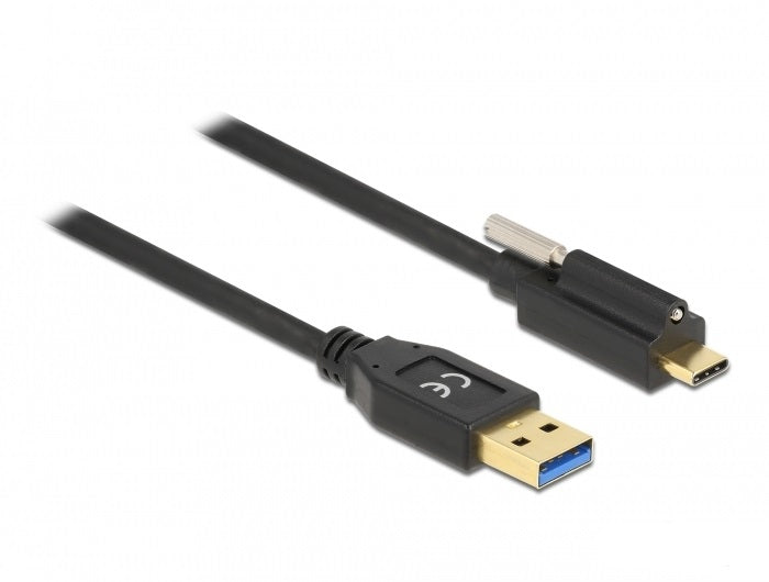DeLOCK USB-A auf USB-C Kabel – USB 3.2 Gen 1 (5 Gbit/s) – 2 m – Goldstecker – Schwarz