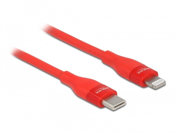 DeLOCK Daten- & Ladekabel – USB-C auf Lightning 2 m, MFi zertifiziert, Rot – für iPhone/iPad