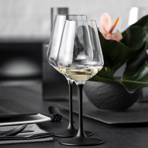 Villeroy & Boch Manufacture Rock Weissweinglas – 0,38 l, Kristallglas, Transparent, 4er Set