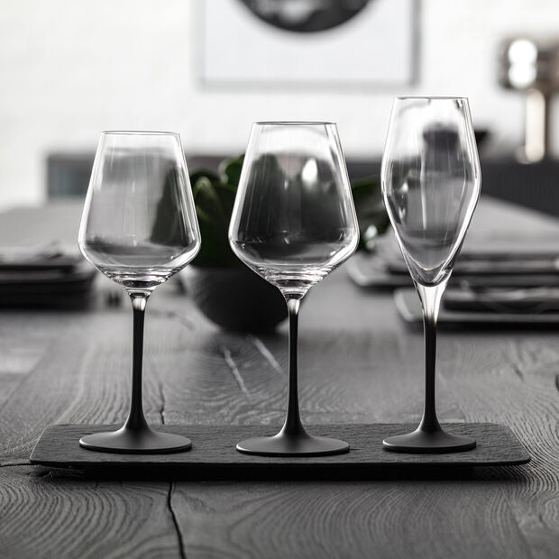 Villeroy & Boch Manufacture Rock Weissweinglas – 0,38 l, Kristallglas, Transparent, 4er Set