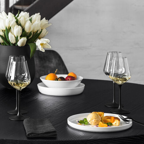 Villeroy & Boch Manufacture Rock Weissweinglas – 0,38 l, Kristallglas, Transparent, 4er Set