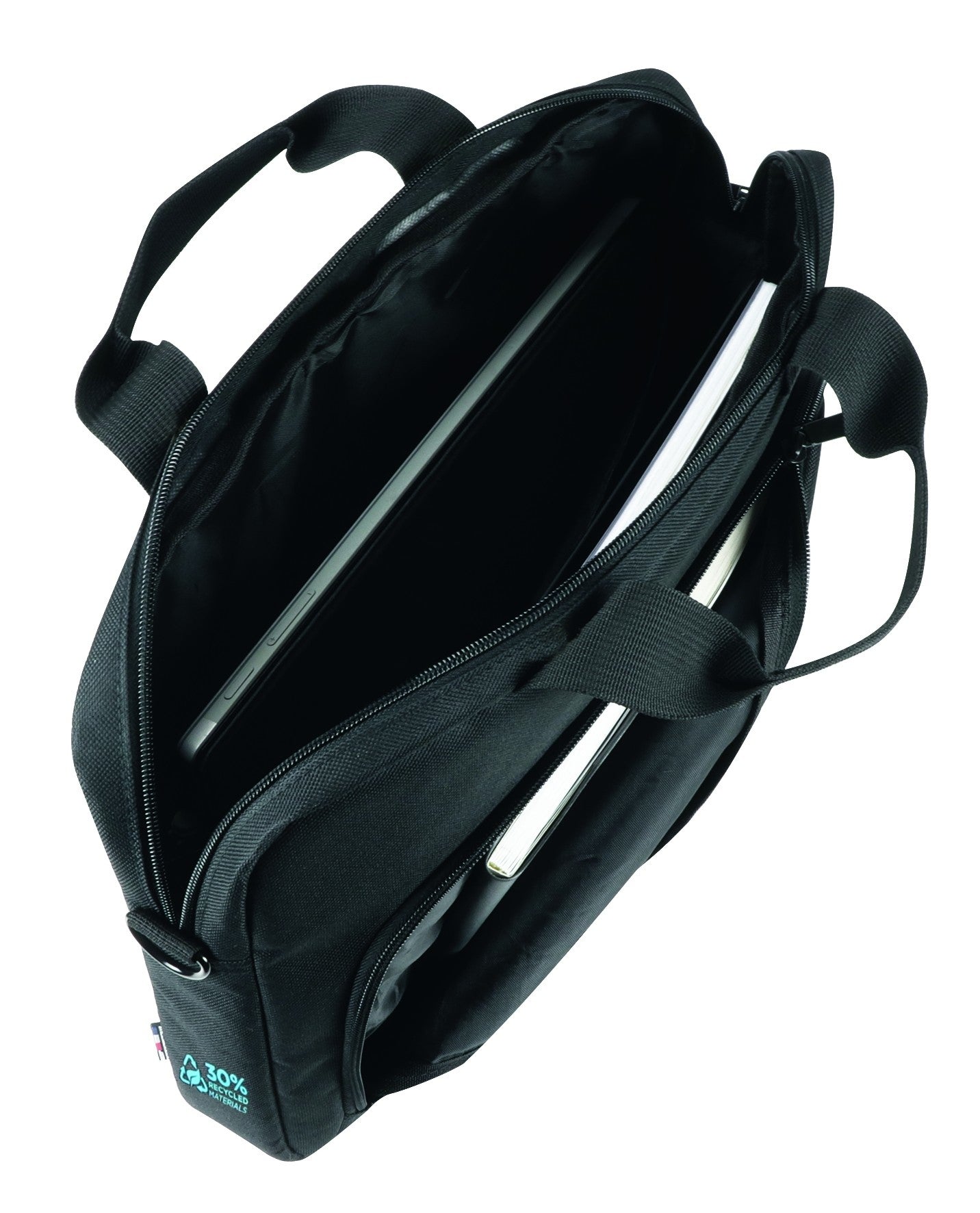 Mobilis Notebook-Tasche bis 16" – 30% recyceltes Polyester, wasserfest – Schwarz
