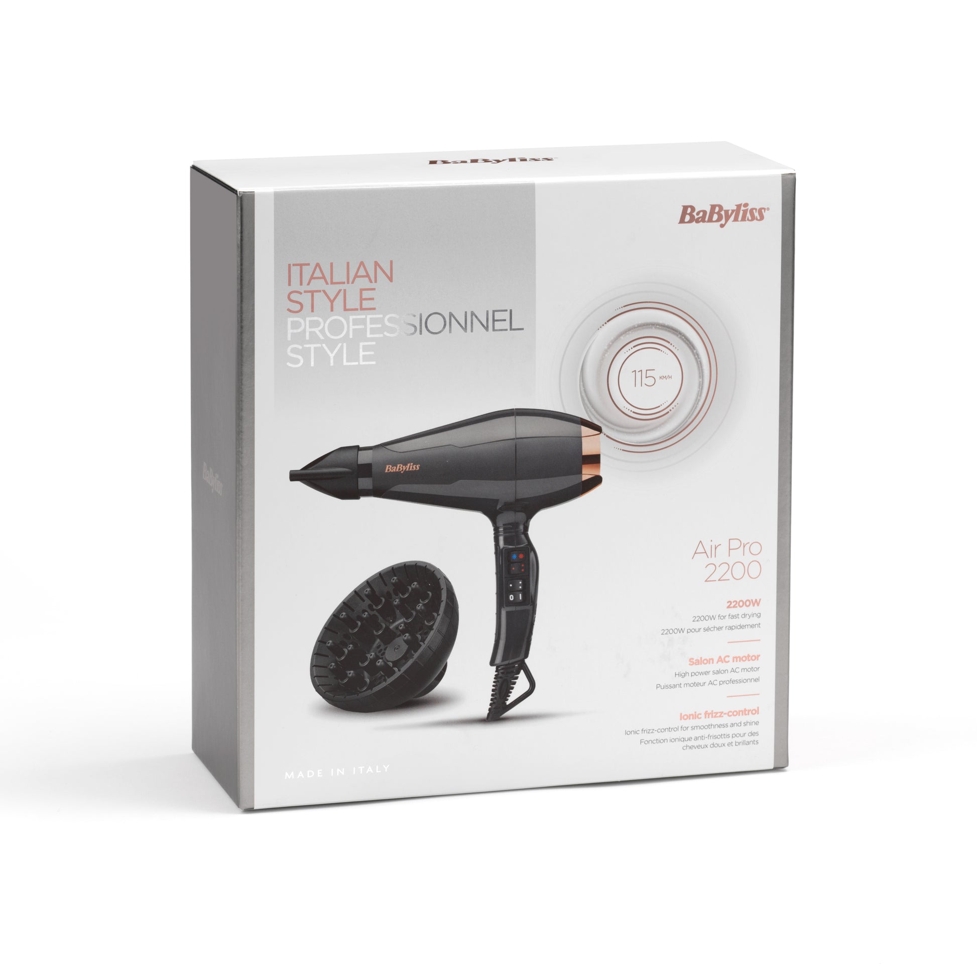 BaByliss Haartrockner 6719DE – 2200 W, AC-Motor, Ionenfunktion, Cool Shot – 2,8 m – Schwarz