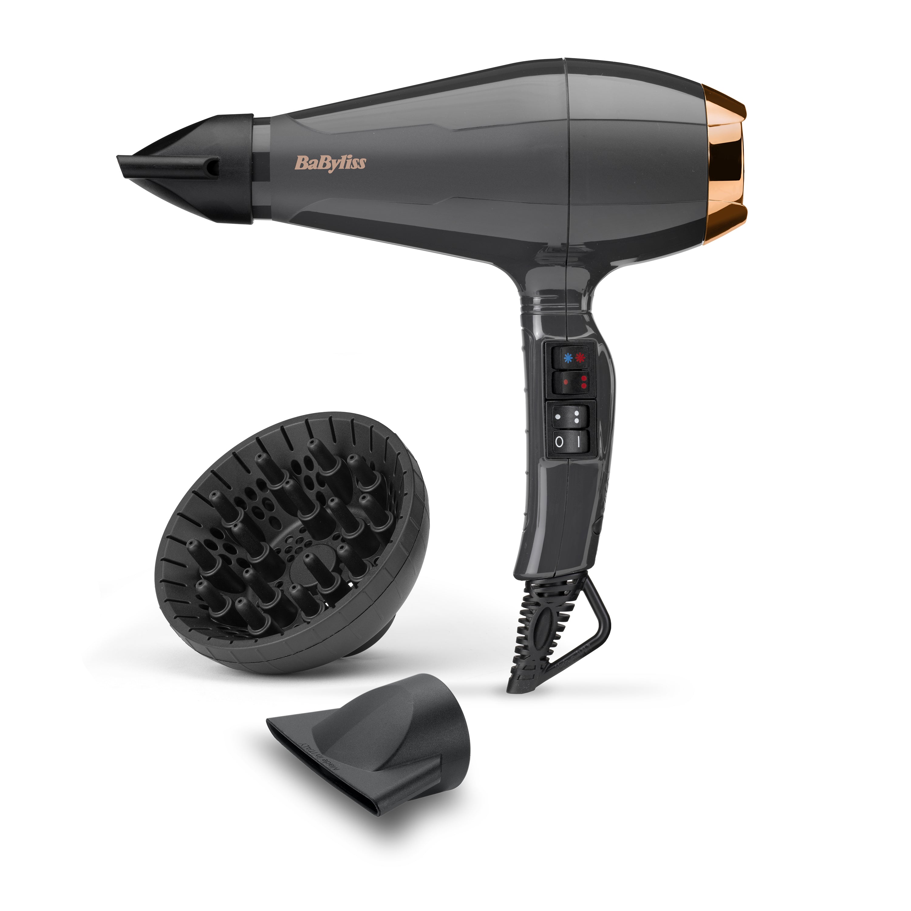 BaByliss Haartrockner 6719DE – 2200 W, AC-Motor, Ionenfunktion, Cool Shot – 2,8 m – Schwarz