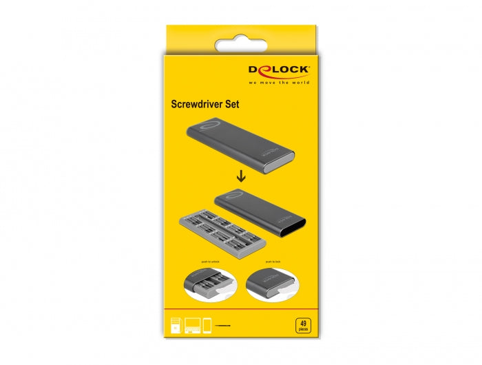 DeLOCK Elektronik-Reparaturset – 49-teilig, Bits: Torx, PH, SL – magnetischer Bithalter