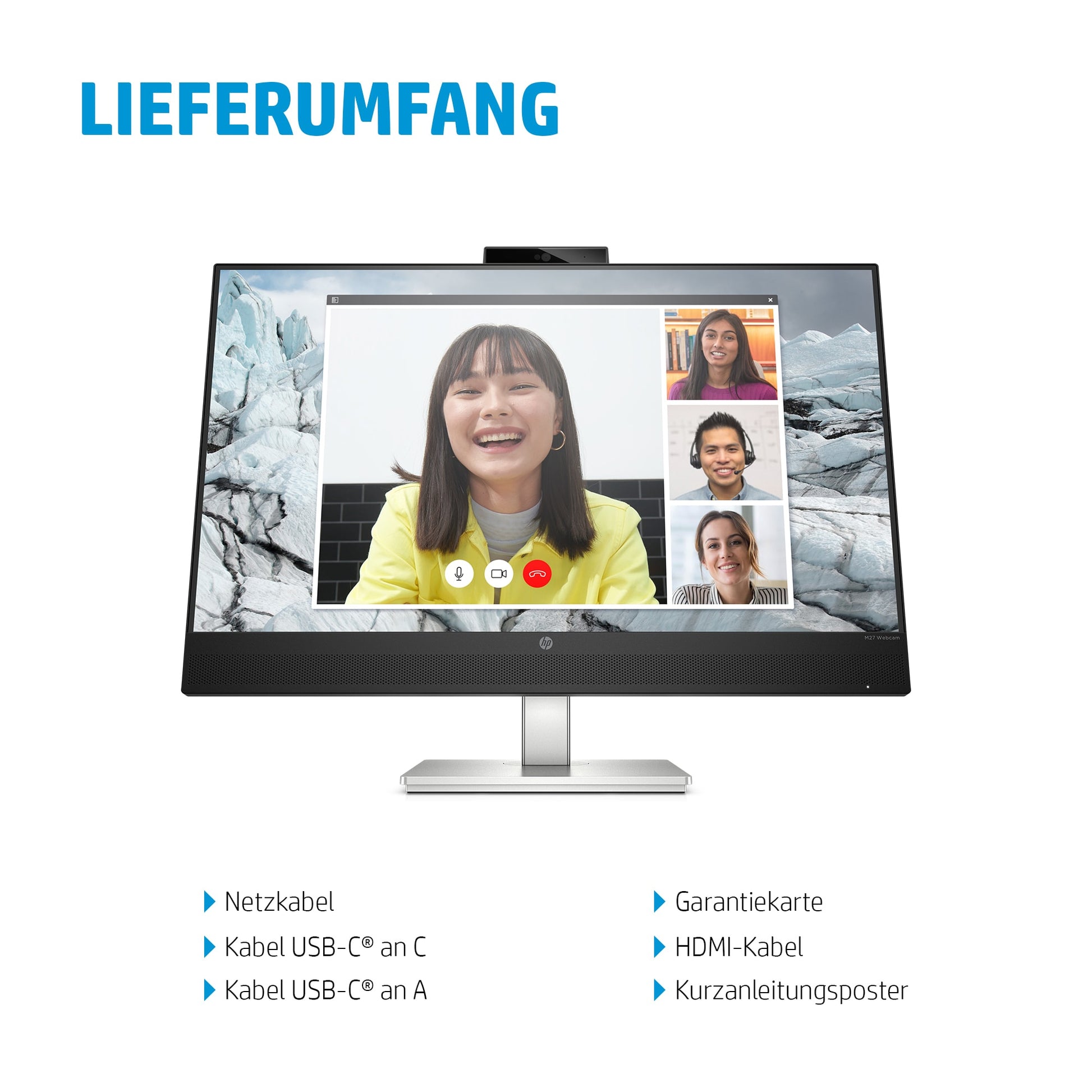 HP E27m G4 – 27", 2560 × 1440 (WQHD), IPS, USB-C 65 W, Webcam, LAN