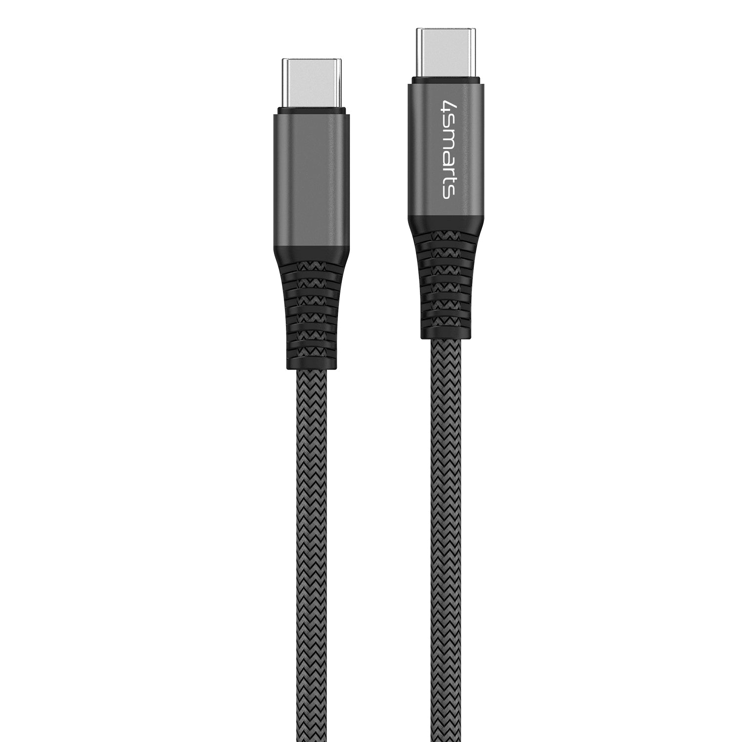 4smarts USB-C auf USB-C Kabel – USB 2.0 (480 Mbit/s) – 1,5 m – PD 100 W – Geflochten – Schwarz
