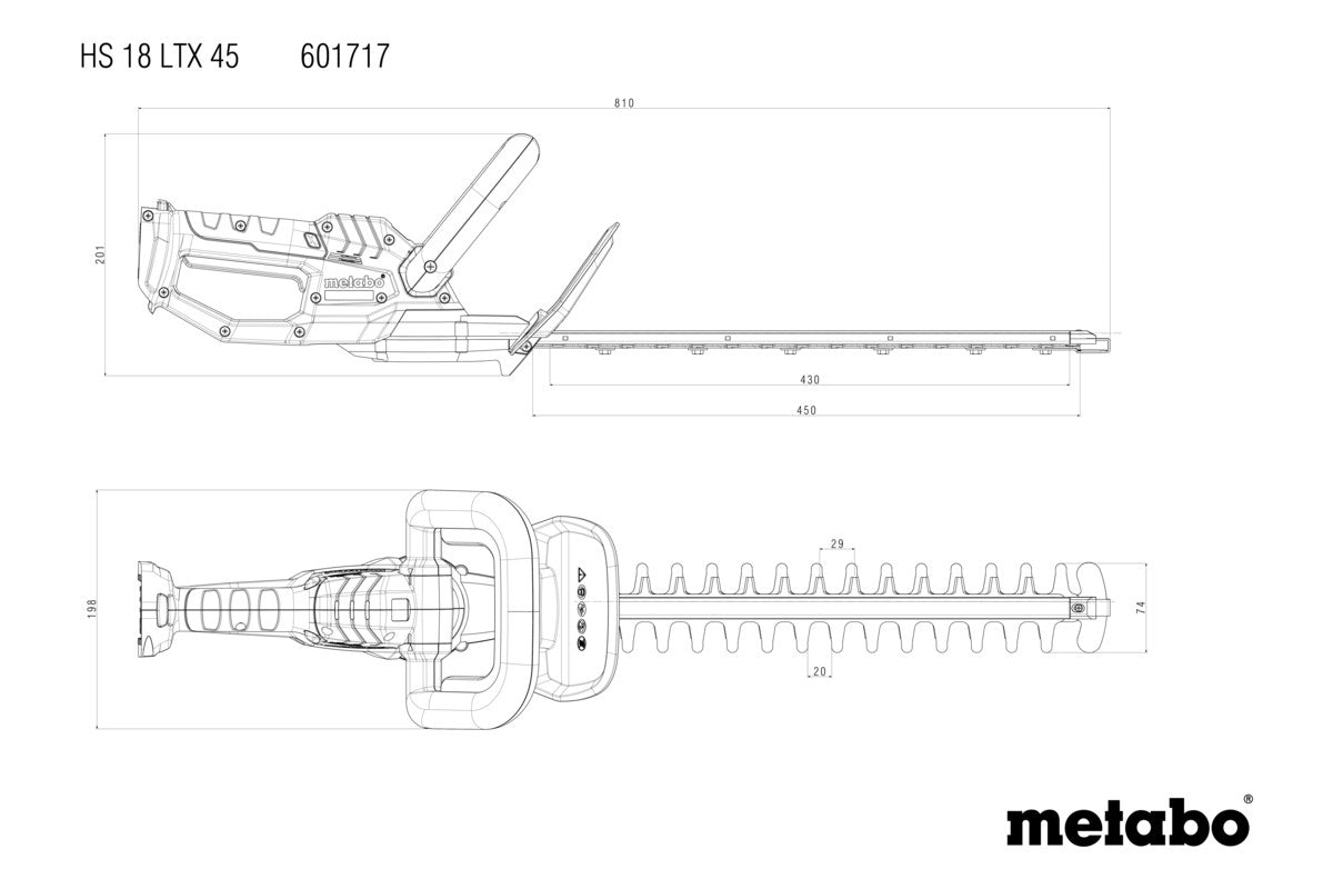 Metabo HS 18 LTX 45 Akku-Heckenschere – 18 V – Schwertlänge 450 mm – Solo – CAS