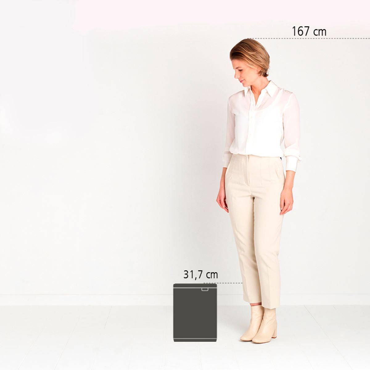Brabantia Kosmetikeimer Bo – 7 l – Stahl, rechteckig – schwarz matt – Soft-Close, Anti-Rutsch