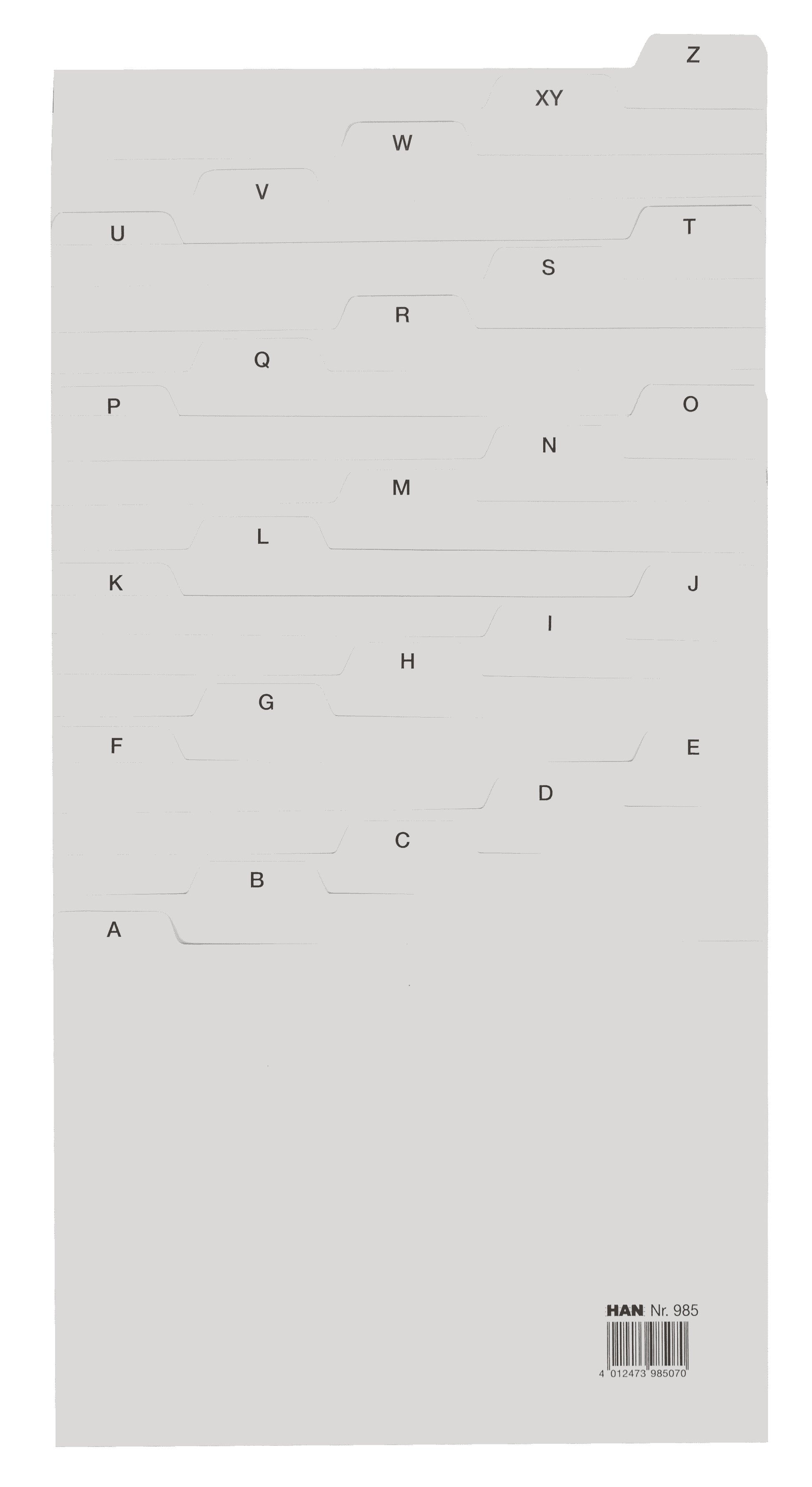 HAN Register A5 quer – alphabetisch A–Z, 25 Taben, PP grau