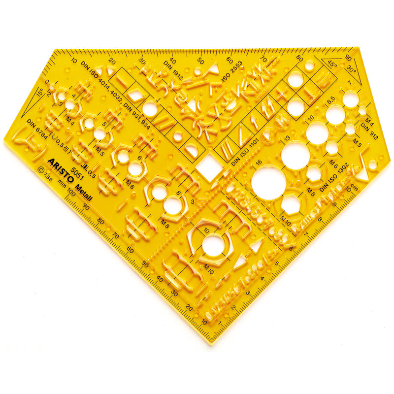 Aristo Schablone, Metalltechnik, 15,5 × 15,5 cm, Kunststoff, Transparent/Gelb