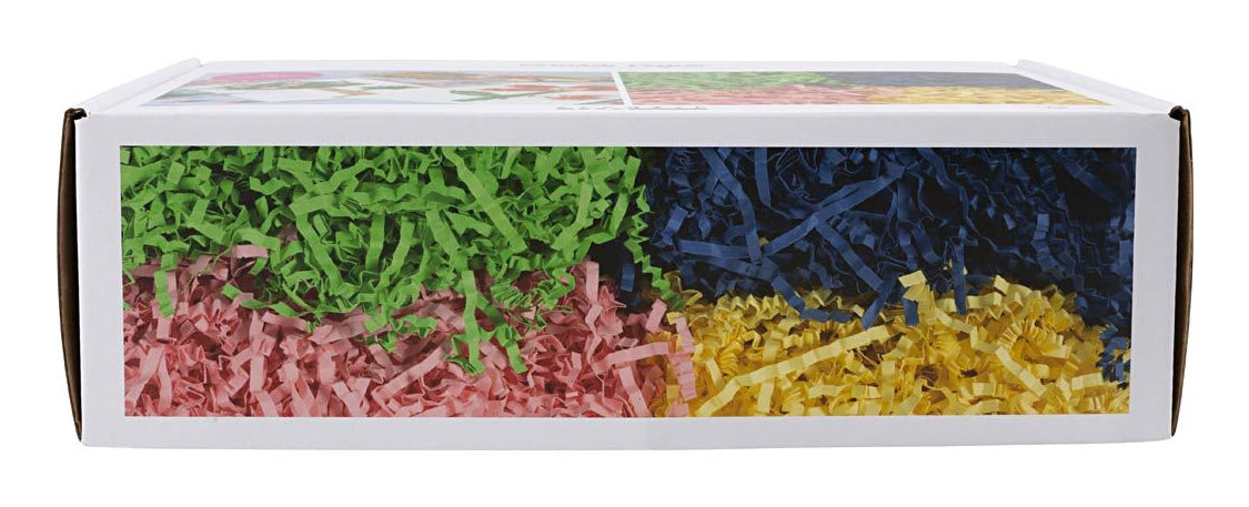 Creativ Company Papierstreifen – 0,2 kg – 3 mm Breite – blau, grün, pink, gelb – 1 Stück