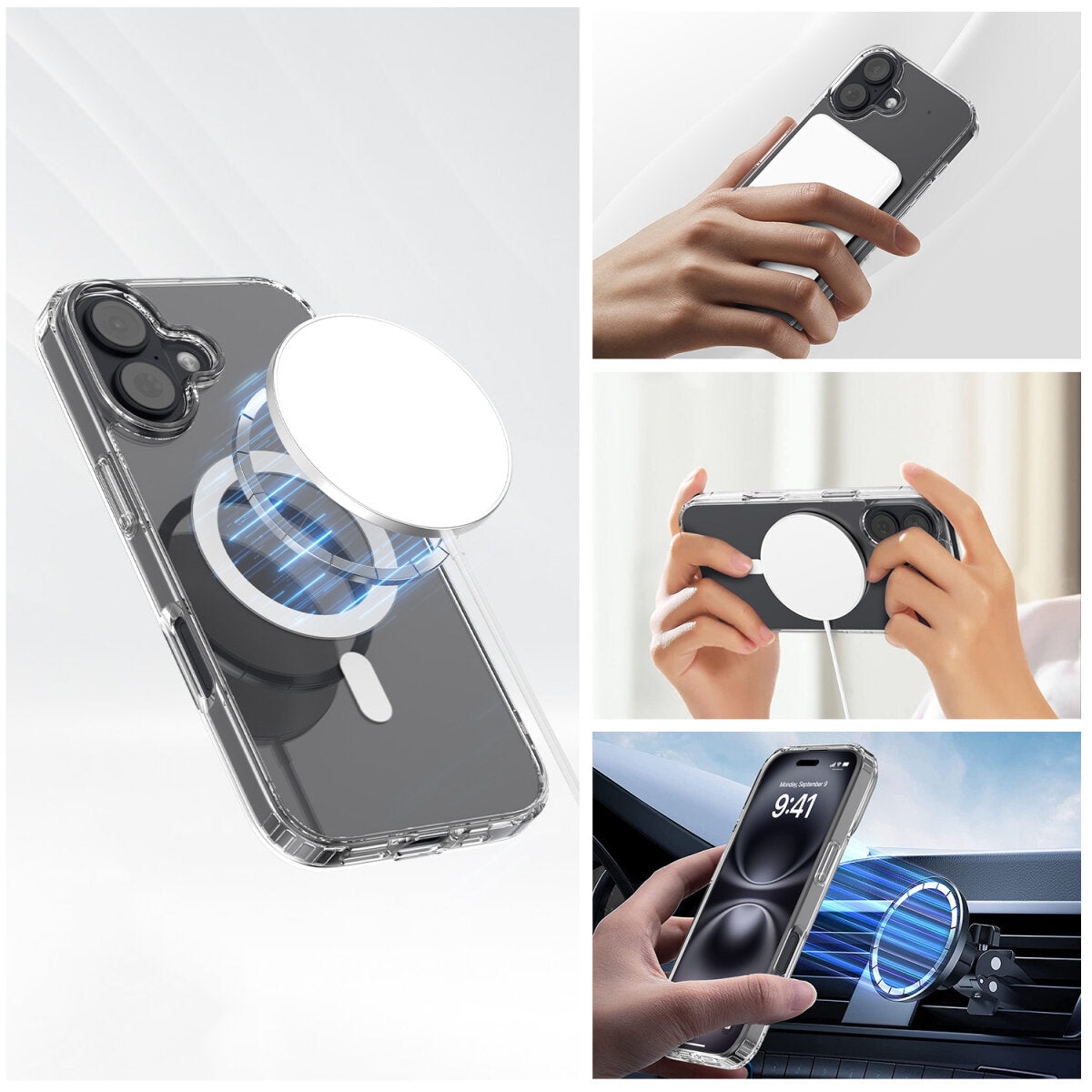 4smarts 360° Premium Backcover – für Apple iPhone 17, MagSafe, PC+Gehärtetes Glas, Transparent