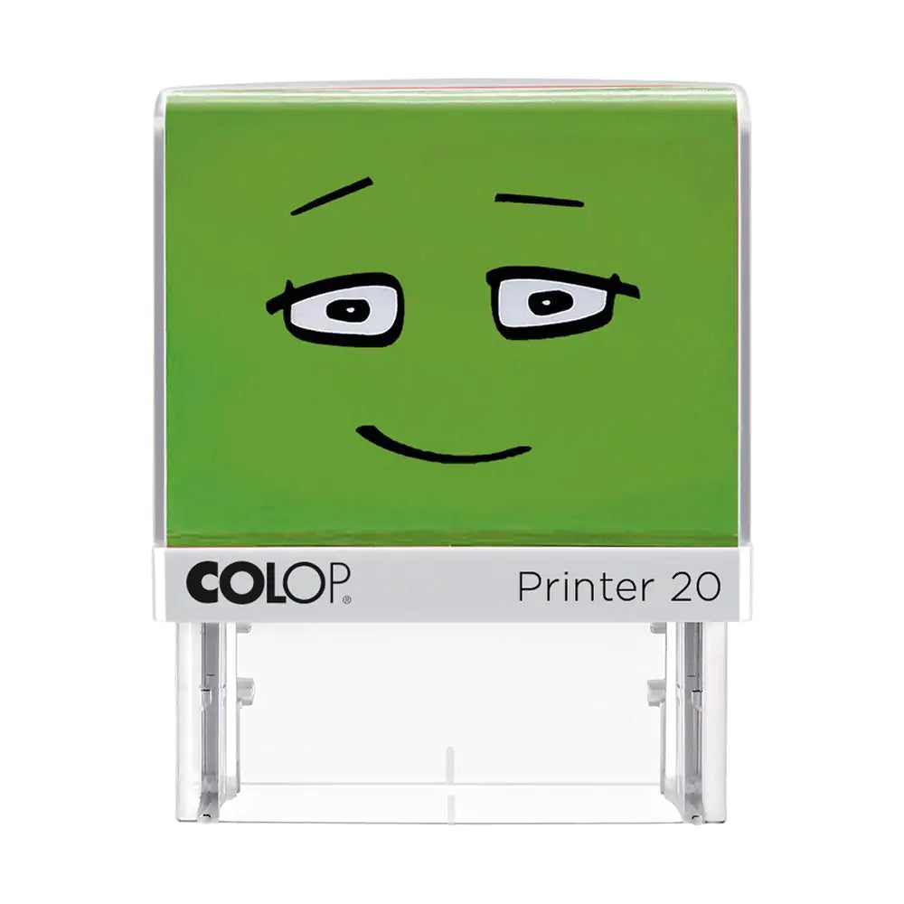 Colop NIO School – Selbstfärbender Wortstempel, Text 'Prima! Weiter so', Deutsch – Abdruck 38 × 14 mm – smooth green