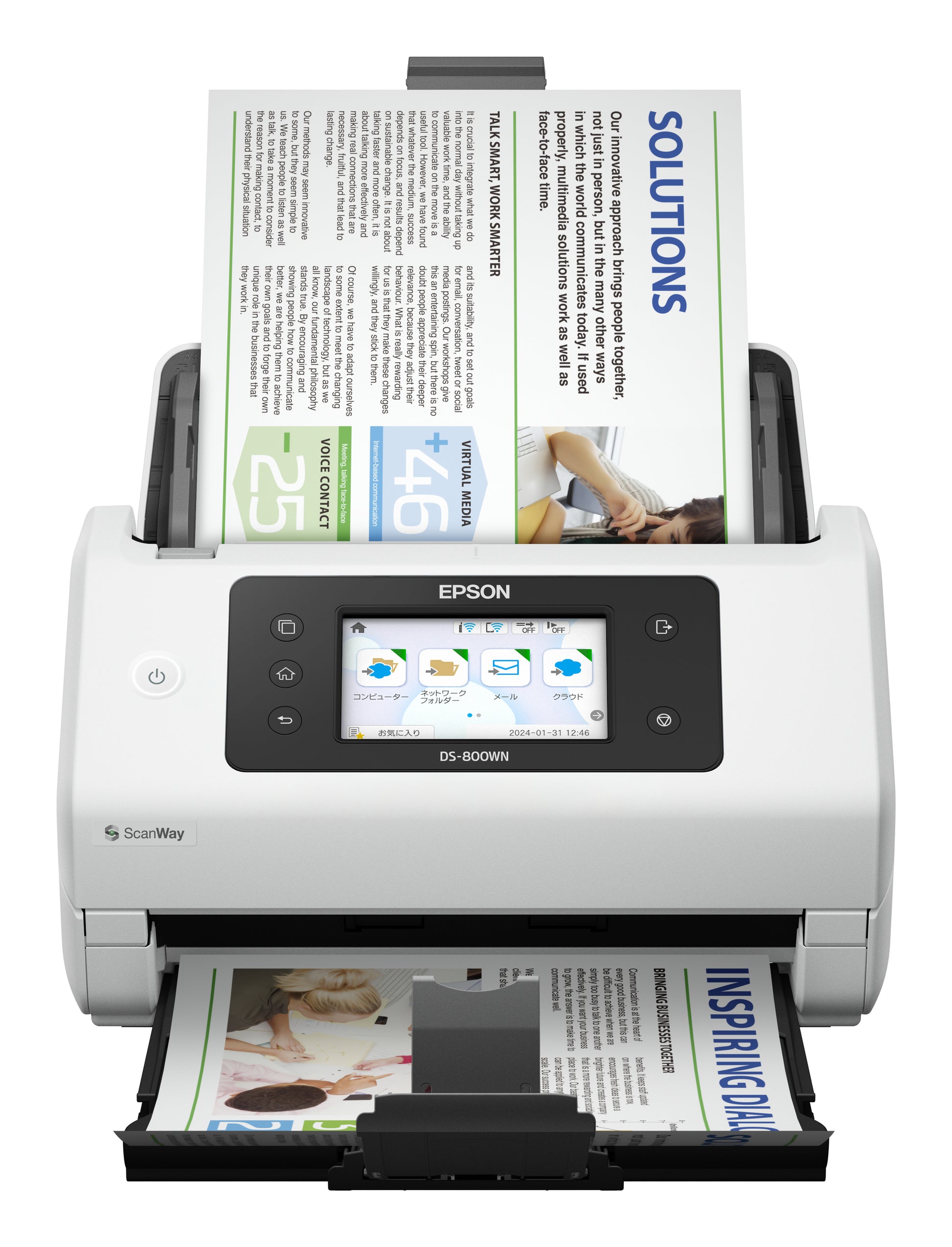 Epson WorkForce DS-800WN – Einzugsscanner, A4, Duplex, 50 ppm, ADF 100 Blatt, WLAN/LAN