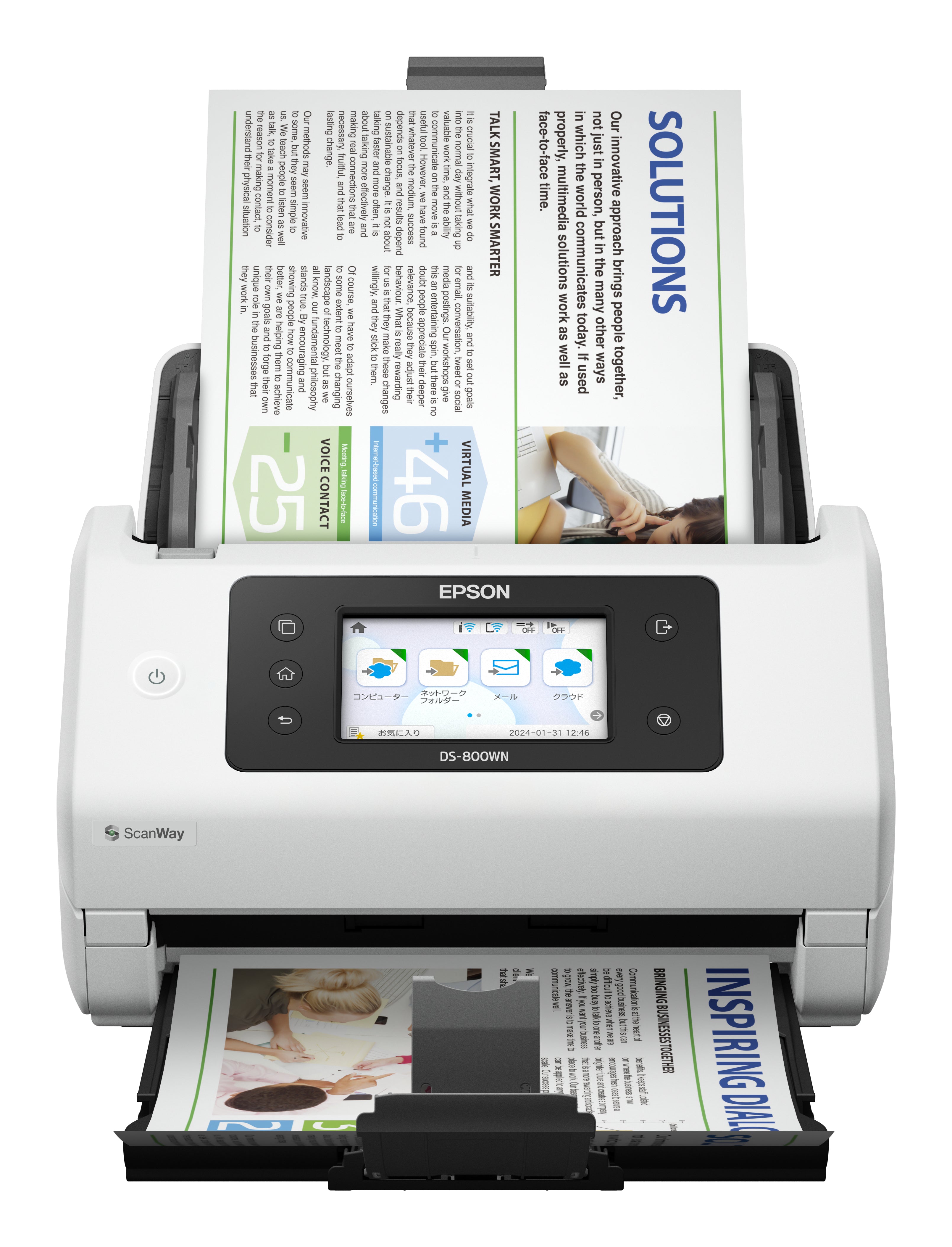 Epson WorkForce DS-800WN – Einzugsscanner, A4, Duplex, 50 ppm, ADF 100 Blatt, WLAN/LAN