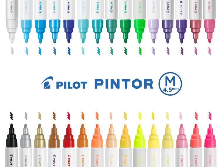 Pilot Pigment-Marker Pintor – Rundspitze 1,5-2,2 mm – Sortiert – 10er-Set – Für dunkle Oberflächen geeignet