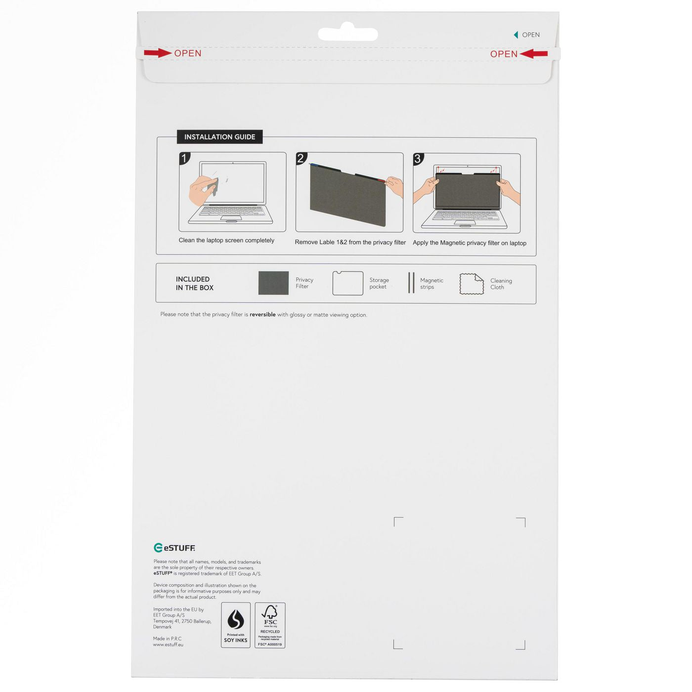 eSTUFF Displayschutz für 15,6"-Geräte