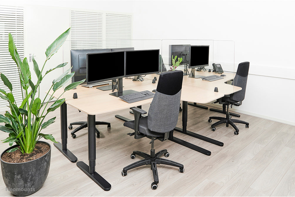 Neomounts Hygieneschutzschild – 1'000 × 650 mm, Glas, transparent, mit Montageset, für Tischplatten bis 25 mm