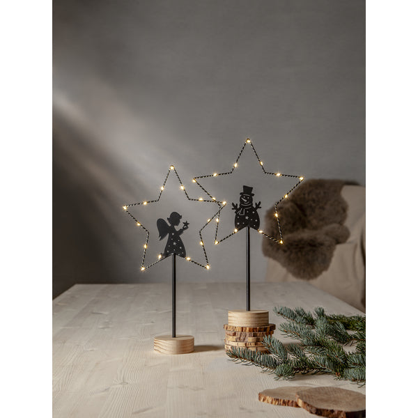 Star Trading Dekorationsfigur – 25 × 42 × 9 cm, 15 LEDs, batteriebetrieben – schwarz