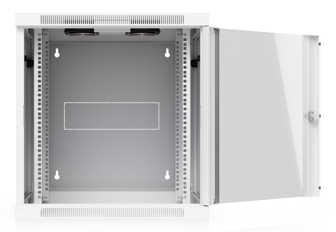 Ubiquiti UACC-Rack-12U-Wand-SW-G – 19" Wandverteiler 12U, abschliessbar, 600 × 703 × 639 mm, weiss, Stahl