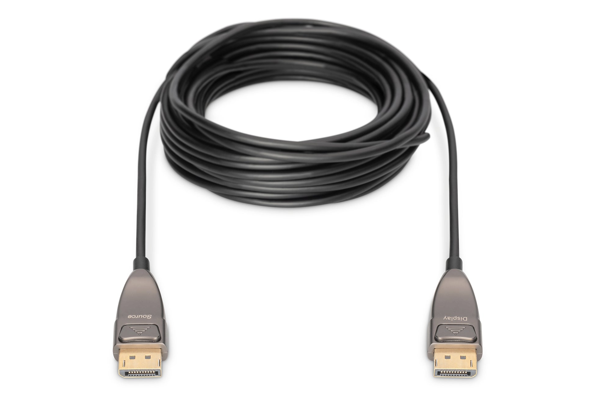 Digitus DisplayPort–DisplayPort AOC Hybrid Kabel – 20 m, UHD 8K 60 Hz, gold, schwarz
