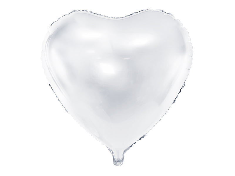 PartyDeco Folienballon Herz – Weiss – Ø 45 cm – Folie – 1 Stk