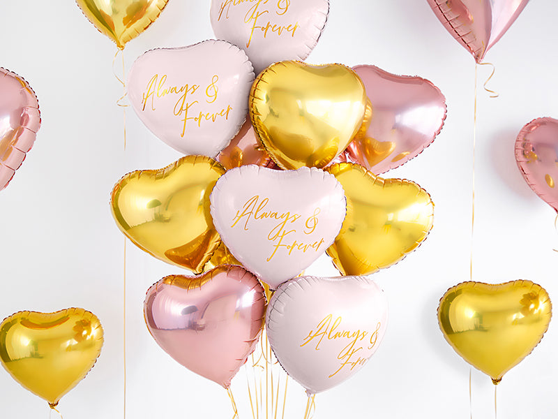 PartyDeco Folienballon Herz – Roségold – Ø 45 cm – Folie – 1 Stk