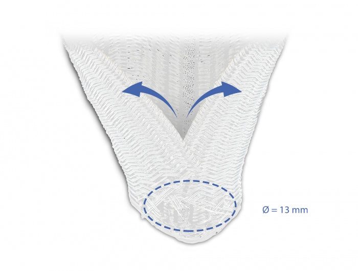 DeLOCK Kabelschlauch, Ø 13 mm, 5 m, selbstschliessend, schneidbar, hitzebeständig – weiss