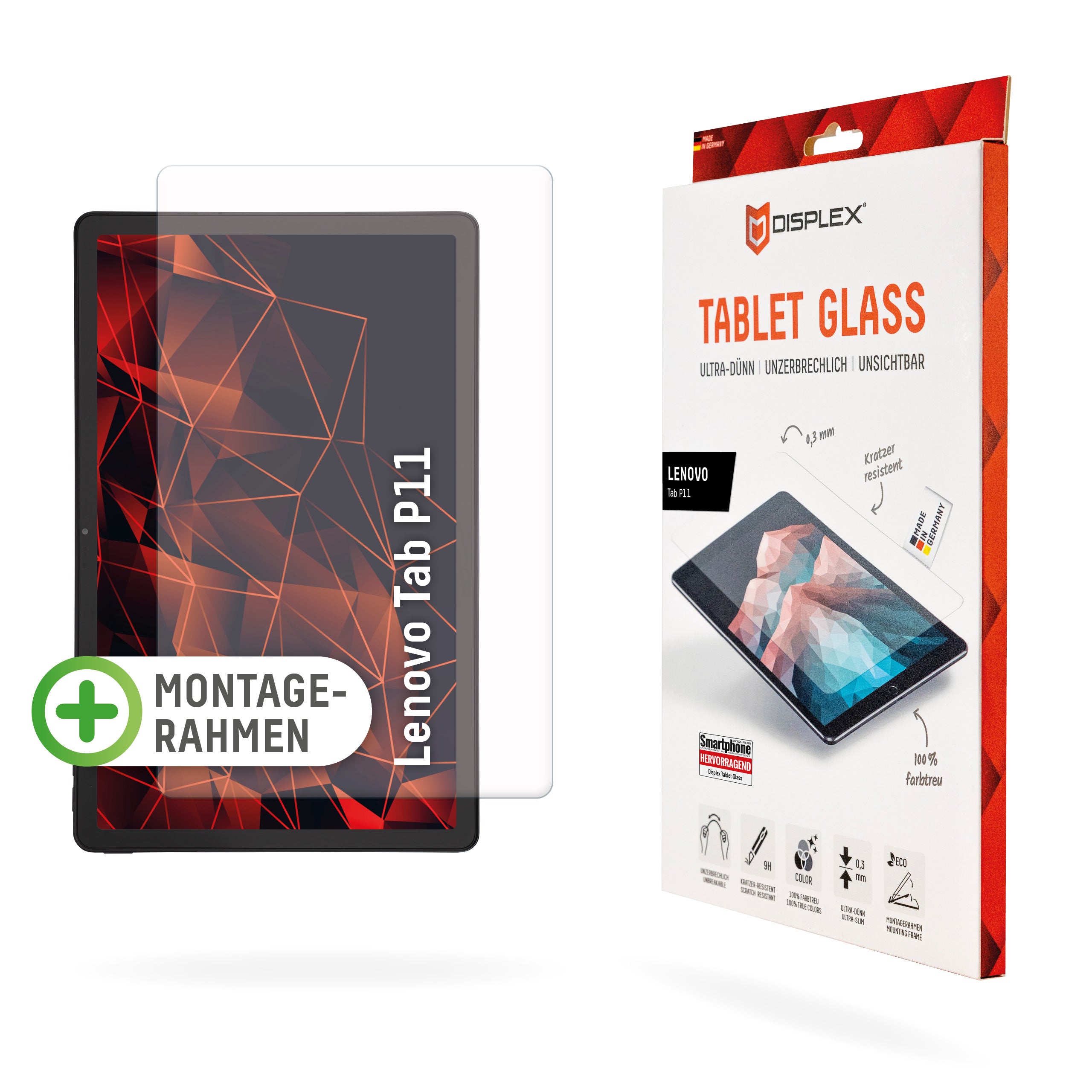 Displex Panzerglas für Lenovo Tab P11 11" – 9H, Anti-Fingerprint