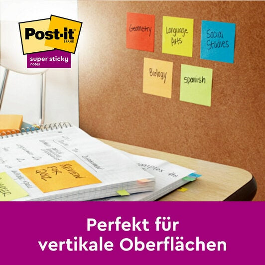 3M Post-it Super Sticky Haftnotizen – 47,6×47,6 mm – sortiert, 16×90 Blatt, PEFC
