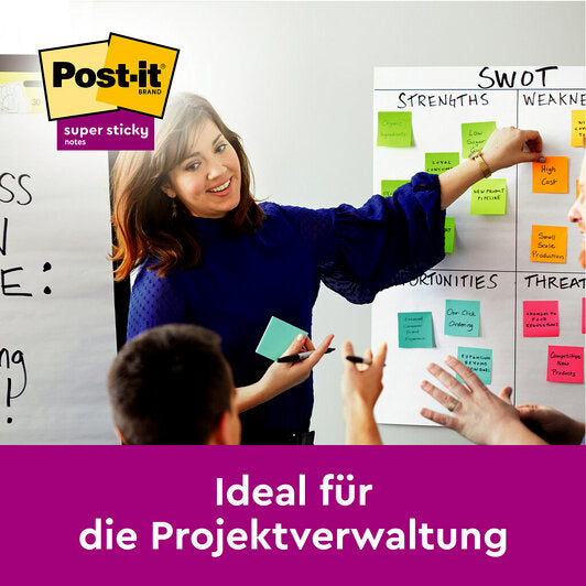 3M Post-it Super Sticky Haftnotizen – 47,6×47,6 mm – sortiert, 16×90 Blatt, PEFC
