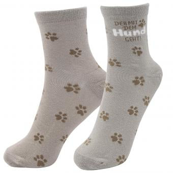 Sheepworld Zaubersocken Der mit dem Hund – Grösse 41–46, Beige, 80% Baumwolle/15% Nylon/5% Elasthan