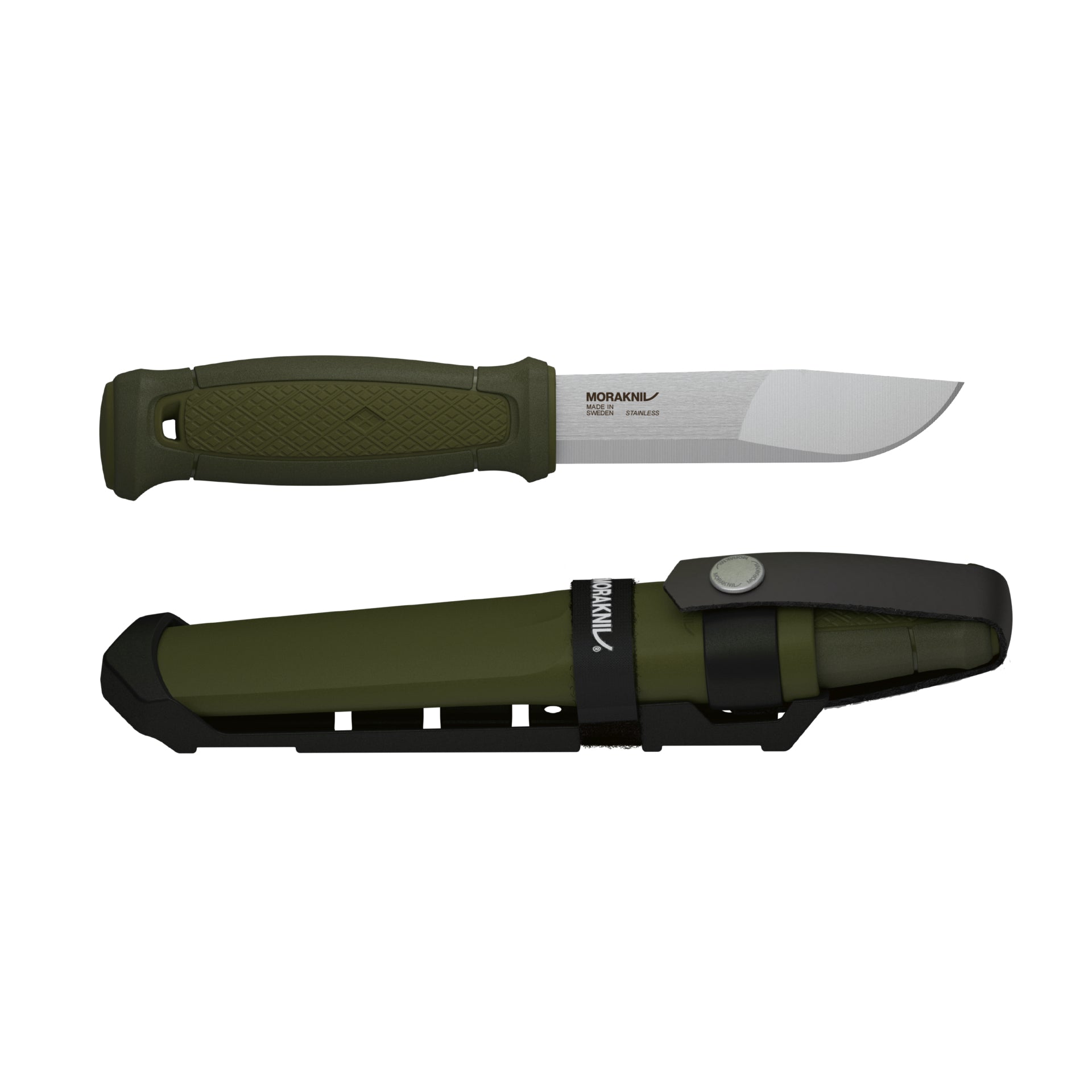 Morakniv Kansbol Multi-Mount (S) – Outdoormesser 109 mm, Edelstahl, TPE-Griff, Dunkelgrün, MOLLE-kompatibel