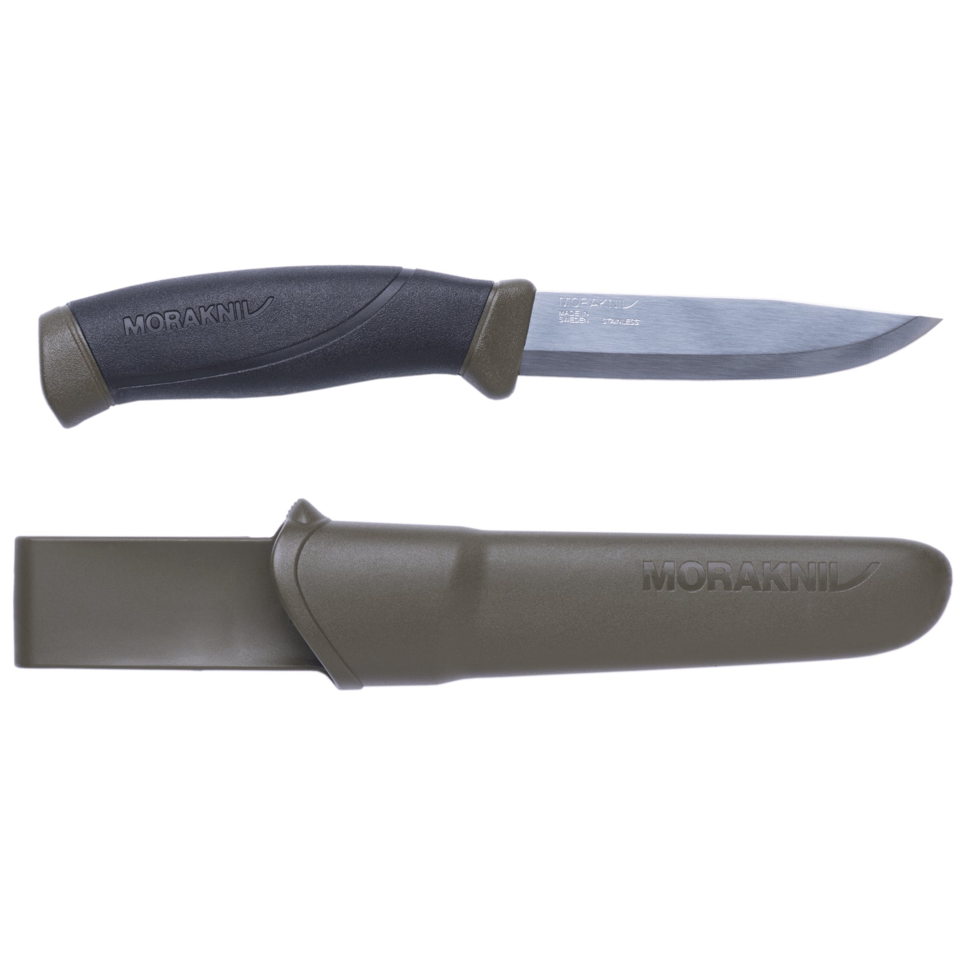 Morakniv Companion MG (S) – Klappmesser/Outdoormesser 104 mm, Edelstahl, TPE-Griff, Olivgrün